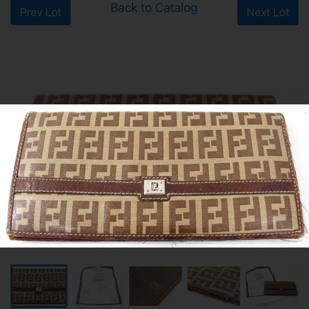 Authentic Fendi Beige and Brown FF Monogram Continental Wallet with COA.